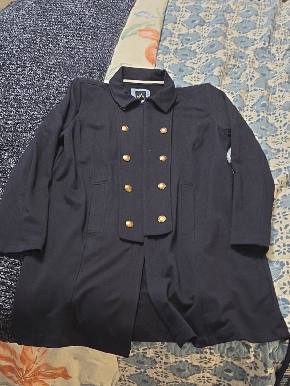 Nautica Navy Double-Breasted Coat with Gold Buttons